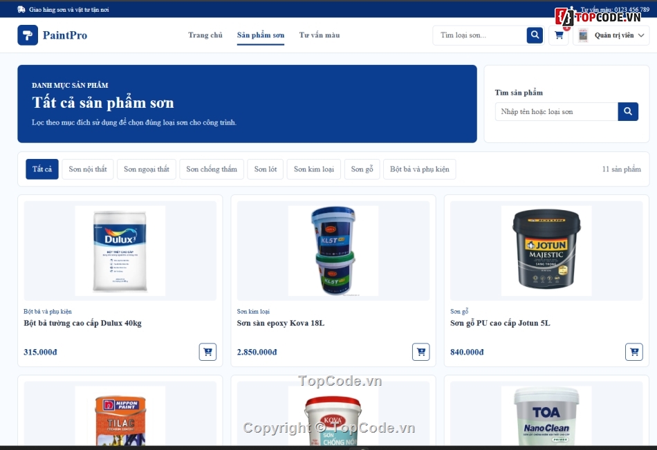 Paint,web bán sơn,website dự án